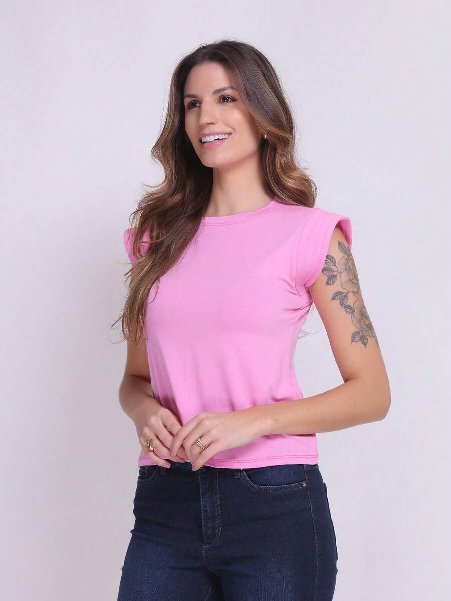 Steve Store Women's Fashion Cotton Blouse Summer - 粉色 - 查看 1