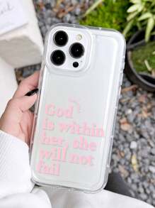 Funda de teléfono resistente a golpes y antideslizante con gráfico de letra minimalista de Jesús y eslogan de Apple, compatible con iPhone 11/12/13/14/15/16 Pro Max