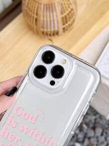 Funda de teléfono resistente a golpes y antideslizante con gráfico de letra minimalista de Jesús y eslogan de Apple, compatible con iPhone 11/12/13/14/15/16 Pro Max
