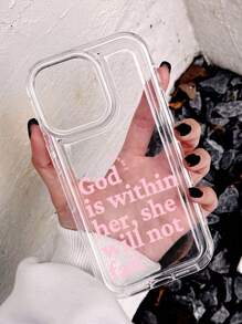 Funda de teléfono resistente a golpes y antideslizante con gráfico de letra minimalista de Jesús y eslogan de Apple, compatible con iPhone 11/12/13/14/15/16 Pro Max