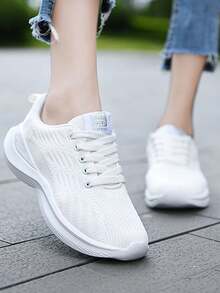 Women's Casual Sports Shoes, Lightweight Soft Sole Breathable Running Shoes, Student Color Block Simple Versatile Low-Top Athletic Sneakers