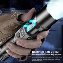 1 件 3 种模式伸缩变焦超亮 LED 手电筒 ABS 防腐蚀多功能防水手电筒带电量显示适用于露营徒步钓鱼应急 - 黑色 - 查看 2