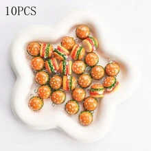 6/10 件汉堡吊坠迷你食物吊坠耳环手链配件可爱食物吊饰工艺品制作吊坠人造食物吊坠珠宝制作用品耳环吊饰钥匙 - 黃色 - 查看 8