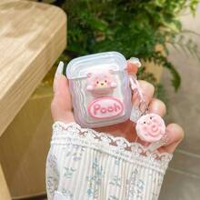 萌熊适用于Airpods Pro苹果蓝牙无线耳机保护壳1/2代3代耳壳 - 粉紅熊+掛件 - 查看 3