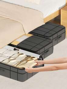 1 件床下收纳袋、抽屉收纳袋、扁平收纳袋、衣物收纳袋、被子收纳袋、壁橱收纳袋、节日装饰收纳袋、秋季装饰收纳袋、升级加厚面料、更宽舒适的提手，适用于家庭收纳、仓库收纳、空间利用之神。 - 深灰色 - 查看 3