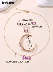5pcs/Set Girls Bow Decoration Necklace, Bracelet, Earrings, Ring Jewelry Set