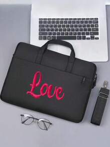 Customize Your Exclusive Embroidered Text Laptop Shoulder Bag, 14 Inch Laptop Or Tablet, Made Of Stylish, Waterproof Fabric, Lightweight Top Loading Machine, Business, Leisure Or School Solid Color, Simple And Elegant Laptop And Tablet Bag, Protective Bag, Laptop Large Capacity Storage Bag, Portable Travel, Work Commuting, Student Class Laptop Storage