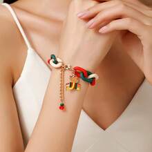 1 件畅销圣诞手链 - 红色和绿色亚克力雪花铃铛手链，圣诞礼物装饰 - 手鍊款 - 查看 9