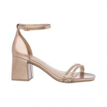 Stessy Shoes Women's Sandals With 6 Cm Thick Heel, Straps With Rhinestones, Shiny, Comfortable, Luxury Party - 銅 - 查看 3