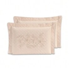 02 Pillowcase EMBROIDERED Flowers Quilted Ultrasonic - 稻草 - 查看 1