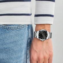 BIDEN 1pc Men's Waterproof Stainless Steel Strap Simulated Quartz Watch, Simple Business Watch, Men's Gift