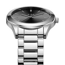 BIDEN 1pc Men's Waterproof Stainless Steel Strap Simulated Quartz Watch, Simple Business Watch, Men's Gift