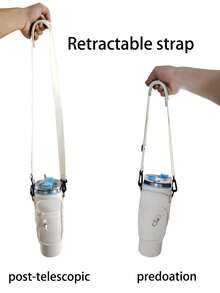 40 盎司隔热瓶套，潜水面料玻璃杯套，带可调节肩带的新型隔热饮料架，适合汽车或日常使用 - 白色 - 查看 3