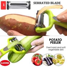 1/2 dụng cụ gọt vỏ khoai tây, táo, rau củ cho nhà bếp, dụng cụ gọt vỏ I And Y cho trái cây, khoai tây, cà rốt, dưa chuột, lưỡi dao 3 trong 1, thiết kế xoay với chức năng thái sợi - Nhiều màu - Xem 1