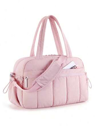 New Classic Travel Luggage Bag Fashionable Solid Color Simple Versatile Multi-Layer Women's Fitness Bag Dry And Wet Separation Carry-On Weekend Handbag Suitable For Short-Distance Business Trips, Travel, Fitness, Sports And Tourism. Bag For School School Accessories School Stuff