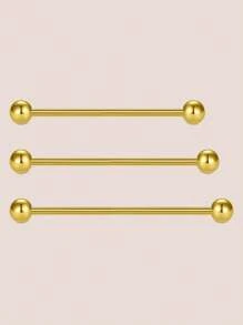 CIZME 3 件装 14G 工业耳环 男女款 不锈钢工业杠铃工业穿孔首饰 工业杆 32 毫米 35 毫米 38 毫米 1 1/2 英寸 银色 玫瑰金 黑色 - Industrial Earrings - 查看 11