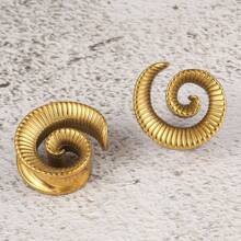 2PCS New Arrival Round Spiral Saddle Plugs For Stretched Lobe Ear Tunnels Gauges Piercing Body Jewelry - Multicolor - View 21