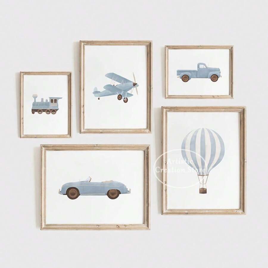 1pc Vintage Travel Boy Nursery Wall Art Blue Hot Air Balloon Airplane Train Prints Canvas Painting Picture Nordic Bedroom Home Decor No Frame1pc Vintage Travel Boy Nursery Wall Art Blue Hot Air Balloon Airplane Train Prints Canvas Painting Picture Nordic Bedroom Home Decor No Frame - Nhiều màu - Xem 1