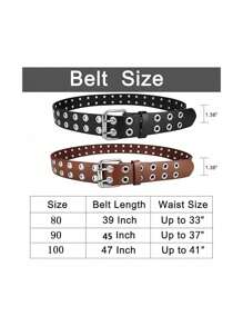 2 件裝女式時尚百搭龐克雙針扣腰帶雙開孔孔眼牛仔褲裙子腰帶 - 彩色 - 查看 10
