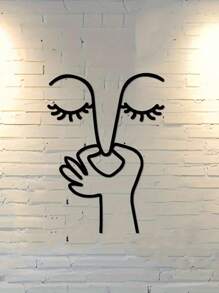 Unique Metal Portrait Toilet Wall Decor - Humorous Bathroom Sign, Minimalist Line Art Design, Bathroom Home Decor, Christmas, Women Art, Suitable For Home, Living Room, Patio Or Garden, Balcony - Multicolor - View 3