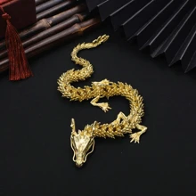 A Pure Yellow Brass Golden Dragon Lucky Accessory, Handcrafted Wrapped Double Dragon Desktop Decorative Crafts. Best Gifts Birthday Graduation
