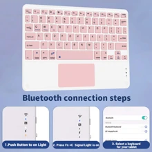 Keyboard Hülle mit Stifthalter, abnehmbare und aufladbare Touchpad-Tastatur kompatibel mit Samsung Galaxy Tab / iPad / Redmi Pad Se, magnetische Bluetooth-Tastaturhülle (Pink)