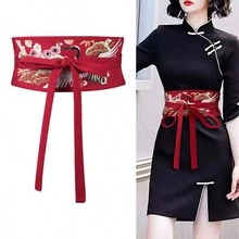 1 件中式刺绣连衣裙腰带装饰，传统汉服腰带，裙子腰带 - 打結款 - 查看 5