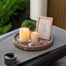 1 szt. Drewniana dekoracyjna taca, taca na stolik kawowy w stylu rustykalnym, taca na świece w stylu rustykalnym, dekoracyjna drewniana taca serwisowa, taca na blat boho, taca do serwowania na Boże Narodzenie i całoroczną stylizację domu