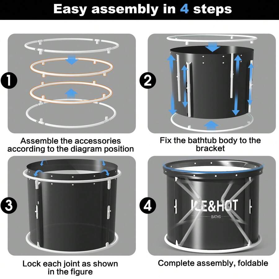 Portable Foldable Bathtub For Adults, Soaking Bathtub For Cold Water