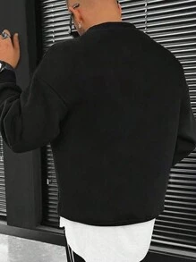 Men's Spring And Autumn Happy Christmas Beer Letters Printed Regular Round Neck Long Sleeve Sweatshirt - Black - View 3