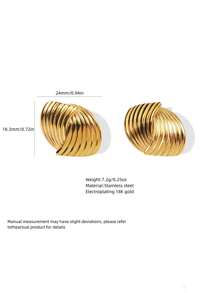 2 peças/conjunto de brincos de aço inoxidável com listras geométricas, estilo empresarial moderno, adequado para uso diário feminino ou reuniões, ideal para presentes de Natal
