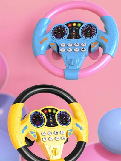 1st Barns blå & gul Baksäte Förarsimulering Bil Baksäte Musik Multifunktionell roterande ratt/tidig utbildning Upplysande elektrisk leksak/Lämplig för förälder-barn Kul Interaktiv inomhus utomhus Stressreducering liten present (inga batterier ingår)