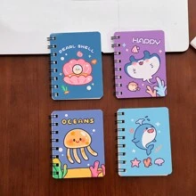 4 pezzi di quaderni a spirale di dimensioni A7 con motivi cartoni animati, taccuini bianchi tascabili, blocco note, forniture scolastiche, articoli per il ritorno a scuola