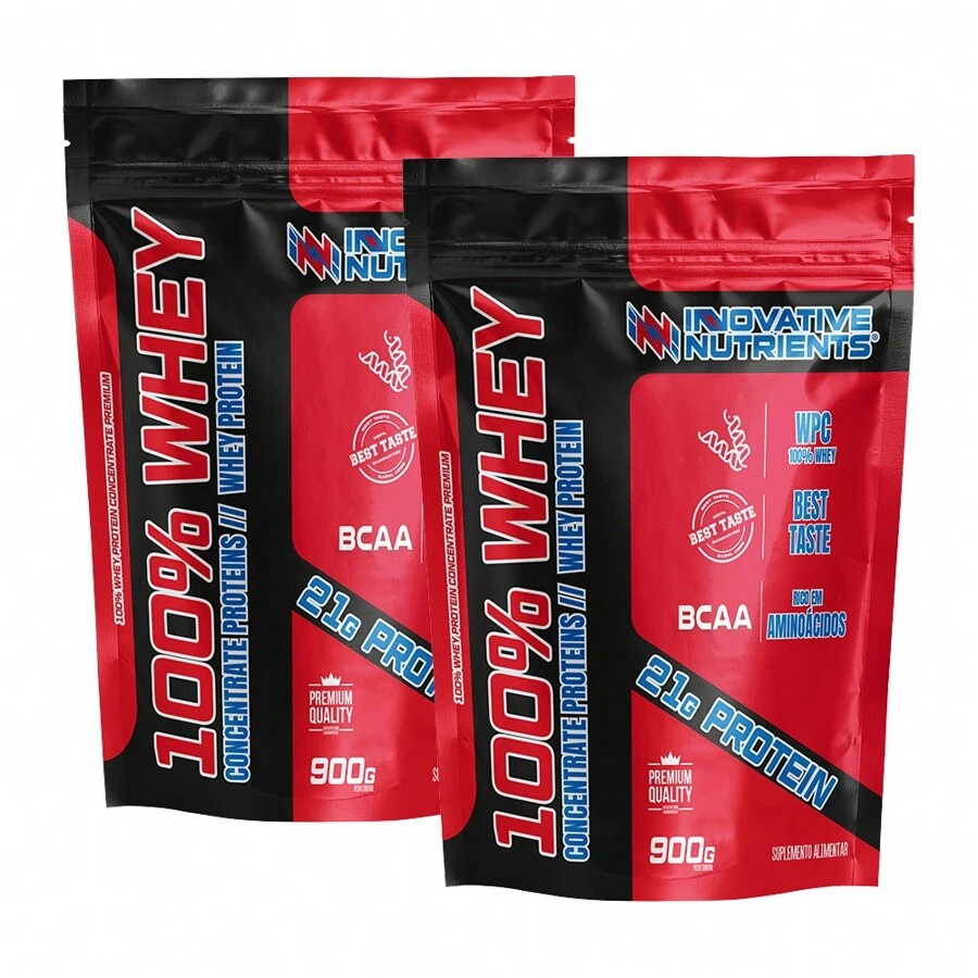 INNOVATIVE NUTRIENTS Kit 2x Whey Protein 100% 900g - Inovative Suplementos Flavor: Banana+Chocolate - Xem 1