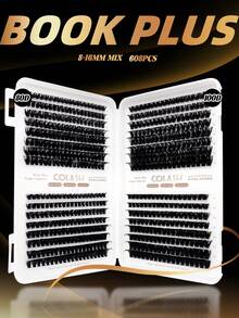 Colash 608PCS/640PCS/624PCS 超柔软 0.05 毫米睫毛簇 DIY 睫毛延长套件，超大体积睫毛书 8-16 毫米 C/D 卷曲黑色假睫毛，合成貂皮睫毛，浓密卷曲自然柔软 - C - 查看 2