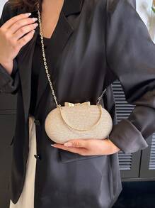 Mini sac de soirée élégant et à la mode / pochette brillante / sac de soirée scintillant en strass, chaîne métallique, sac doré pour fête de mariage, sac à bandoulière et sac à main pour femme, sacs de fête Tready, parfait pour fête, mariage, bal, dîner / banquet