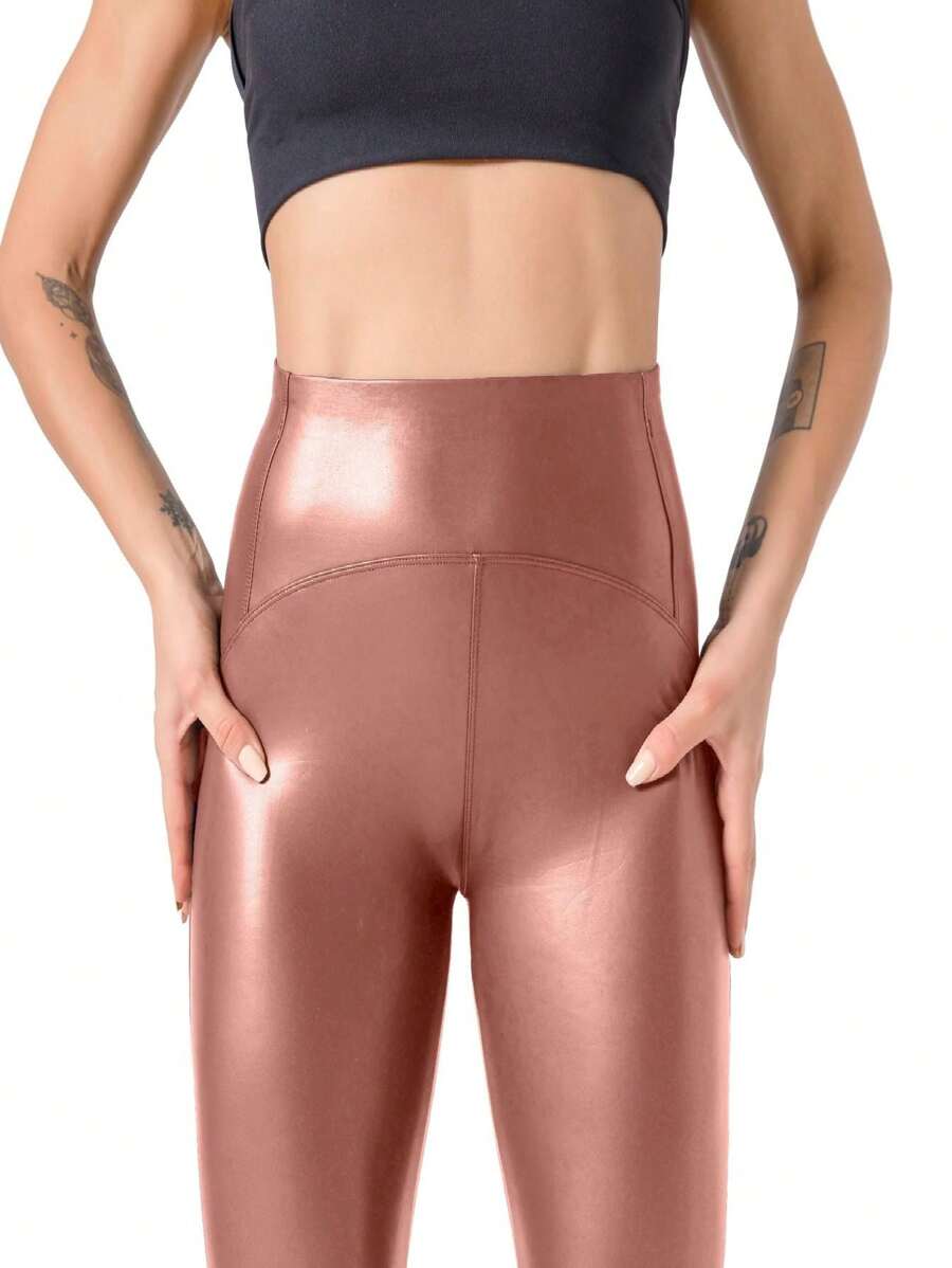 JOPHY & CO. Women's Skinny Leggings Bi-Elastic Push-Up, Shiny Colors (Code 9810) - Glossy Pink - View 1