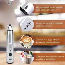 Espumador de leche eléctrico inalámbrico con carga USB - Mini batidora de mano portátil para café, capuchino y crema - Mezclador portátil para volver al colegio
