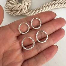 Kit 2 Pairs Of Wavy Hoop Earrings In 925 Silver - 銀色 - 查看 2