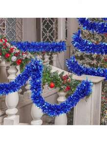 1/4pcs Christmas Tinsel Garland,Shiny Metallic Tinsel Twist Garland,Streamers Ornaments Long Glitter Christmas Tree Hanging Decorations For Party Holiday Wedding Birthday Tree Wall Rail,Christmas - Multicolor - View 7