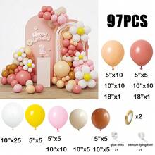 97 个粉色和玛卡橙乳胶花环气球，适用于婚礼、生日、流行派对、新娘送礼会、毕业典礼装饰气球和家庭聚会 - 彩色 - 查看 11