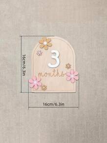 1 套婴儿里程碑木匾，宝宝 1 岁生日装饰，双面里程碑月份牌匾，带有 0-9 数字，新生儿礼物 - 杏色 - 查看 3