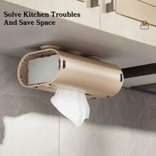 قطعة واحدة حامل منشفة ورقية بكوب شفط، علبة مناديل بلاستيكية مبتكرة، استخدام منزلي بسيط، حامل منشفة ورقية بكوب شفط متعدد الاستخدامات بدون ثقب للحمام، علبة ورق إبداعية للغرفة المعيشية، حامل منشفة ورقية بكوب شفط مثبت على الحائط، منظم منشفة ورقية مطاطي رقيق