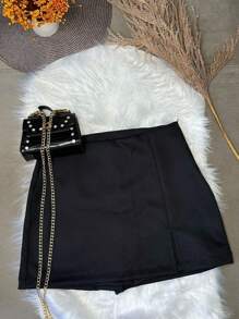 TAILORED SKIRT SHORTS WITH SLIT FASHION BLOGGER SUMMER 2024 - màu đen - Xem 1