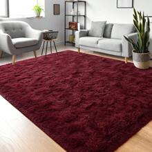 Fluffy Modern Area Rugs For Living Room Bedroom,Plush High Pile Purple Rug For Kids Girls Room Nursery Home Decor, Upgrade Non-Slip Girls Bedroom Soft Indoor Rug - 酒紅色 - 查看 4