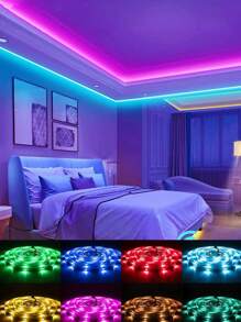 Luci a LED RGB 5050 intelligenti per camera da letto, barra luminosa che cambia colore in sincronia con la musica, con telecomando e controllo tramite app, dimmerabile, per decorazione di casa, festa e Natale