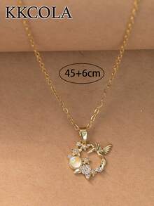 KKCOLA 1 chiếc vòng cổ Zirconia thời trang thanh lịch với thiết kế cánh chim, phụ kiện trang sức quà tặng cho tiệc tùng, lễ hội, trang phục hàng ngày - Vàng - Xem 7