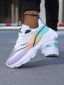 女士运动鞋，透气柔软系带休闲步行马拉松跑步鞋 - 彩色 - 查看 5