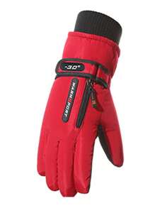Unisex Waterproof Windproof Touchscreen Ski Gloves With Pocket For Winter Snowboard - Red - View 3