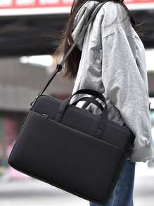 Customize Your Exclusive Embroidered Text Laptop Shoulder Bag, 14 Inch Laptop Or Tablet, Made Of Stylish, Waterproof Fabric, Lightweight Top Loading Machine, Business, Leisure Or School Solid Color, Simple And Elegant Laptop And Tablet Bag, Protective Bag, Laptop Large Capacity Storage Bag, Portable Travel, Work Commuting, Student Class Laptop Storage
